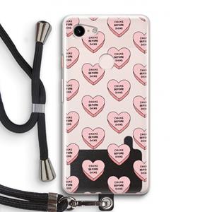 CaseCompany Chicks before dicks: Pixel 3 Transparant Hoesje met koord