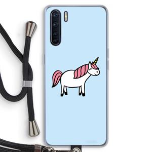 CaseCompany Eenhoorn: Oppo A91 Transparant Hoesje met koord