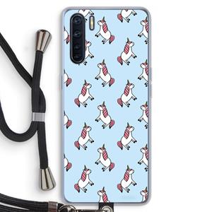 CaseCompany Eenhoorns overal: Oppo A91 Transparant Hoesje met koord