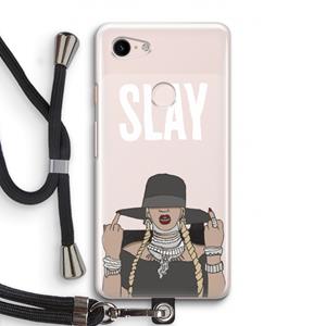 CaseCompany Slay All Day: Pixel 3 Transparant Hoesje met koord