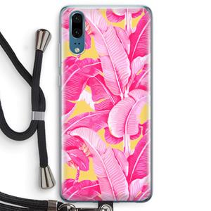 CaseCompany Pink Banana: Huawei P20 Transparant Hoesje met koord