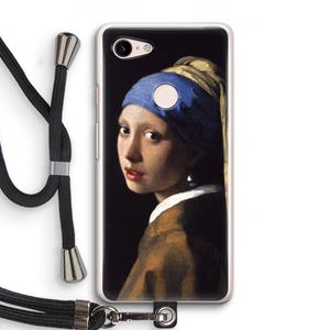 CaseCompany The Pearl Earring: Pixel 3 Transparant Hoesje met koord