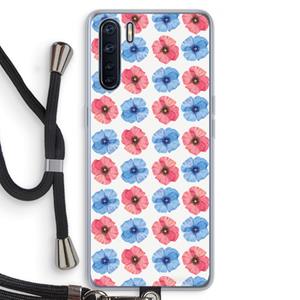 CaseCompany Klaproosjes: Oppo A91 Transparant Hoesje met koord