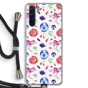 CaseCompany Bloemetjes: Oppo A91 Transparant Hoesje met koord
