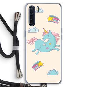 CaseCompany Vliegende eenhoorn: Oppo A91 Transparant Hoesje met koord