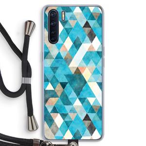 CaseCompany Gekleurde driehoekjes blauw: Oppo A91 Transparant Hoesje met koord