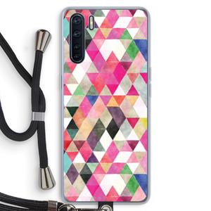 CaseCompany Gekleurde driehoekjes: Oppo A91 Transparant Hoesje met koord