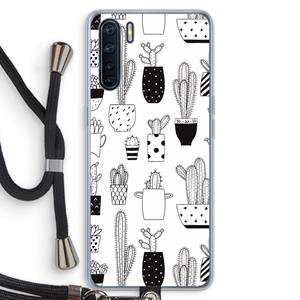 CaseCompany Cactusmotief: Oppo A91 Transparant Hoesje met koord