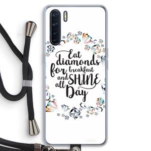 CaseCompany Diamonds: Oppo A91 Transparant Hoesje met koord
