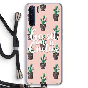 CaseCompany Cactus quote: Oppo A91 Transparant Hoesje met koord