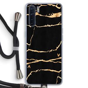 CaseCompany Gouden marmer: Oppo A91 Transparant Hoesje met koord