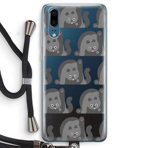 CaseCompany Cats: Huawei P20 Transparant Hoesje met koord
