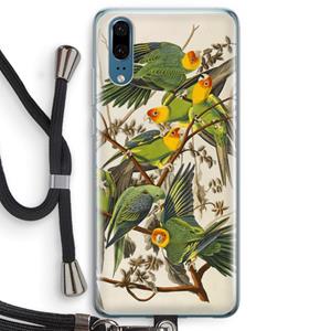 CaseCompany Carolinaparkiet: Huawei P20 Transparant Hoesje met koord