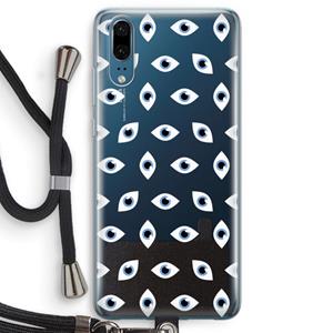 CaseCompany Eyes pattern: Huawei P20 Transparant Hoesje met koord