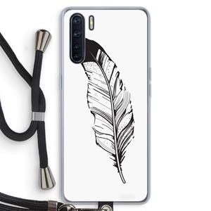 CaseCompany Pluim: Oppo A91 Transparant Hoesje met koord