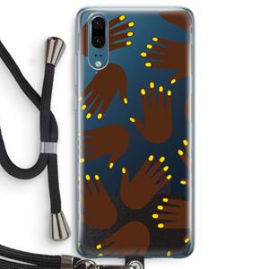 CaseCompany Hands dark: Huawei P20 Transparant Hoesje met koord