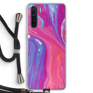 CaseCompany Paarse stroom: Oppo A91 Transparant Hoesje met koord