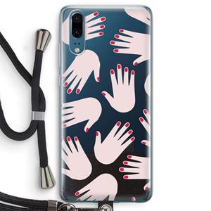 CaseCompany Hands pink: Huawei P20 Transparant Hoesje met koord