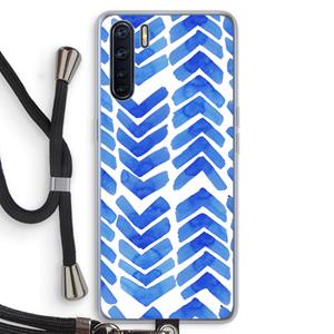 CaseCompany Blauwe pijlen: Oppo A91 Transparant Hoesje met koord