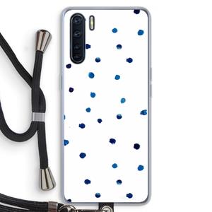 CaseCompany Blauwe stippen: Oppo A91 Transparant Hoesje met koord