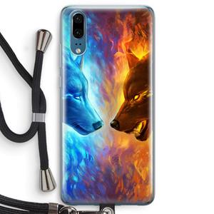 CaseCompany Fire & Ice: Huawei P20 Transparant Hoesje met koord