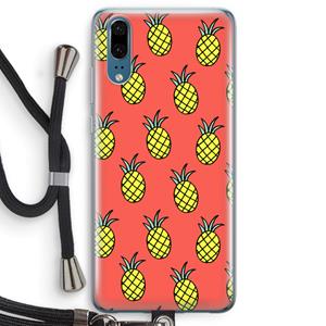 CaseCompany Ananas: Huawei P20 Transparant Hoesje met koord