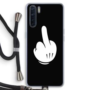 CaseCompany Middle finger black: Oppo A91 Transparant Hoesje met koord
