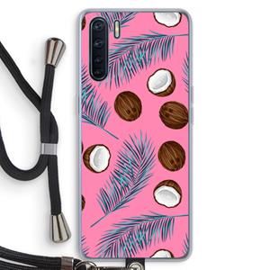 CaseCompany Kokosnoot roze: Oppo A91 Transparant Hoesje met koord
