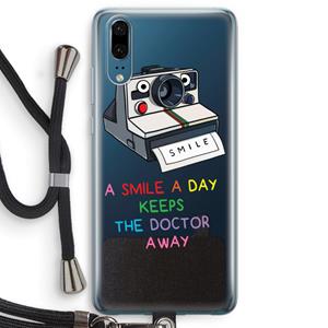 CaseCompany Smile: Huawei P20 Transparant Hoesje met koord