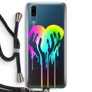 CaseCompany Hold My Heart: Huawei P20 Transparant Hoesje met koord