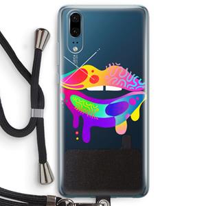 CaseCompany Lip Palette: Huawei P20 Transparant Hoesje met koord