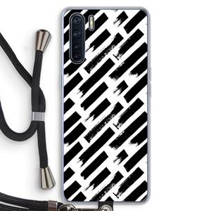 CaseCompany Zwarte vegen: Oppo A91 Transparant Hoesje met koord
