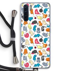 CaseCompany Kleurrijke katten: Oppo A91 Transparant Hoesje met koord