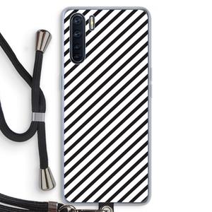 CaseCompany Strepen zwart-wit: Oppo A91 Transparant Hoesje met koord