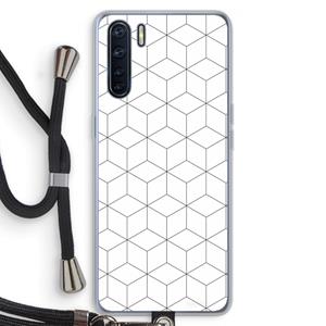 CaseCompany Zwart-witte kubussen: Oppo A91 Transparant Hoesje met koord