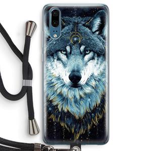 CaseCompany Darkness Wolf: Huawei P20 Transparant Hoesje met koord