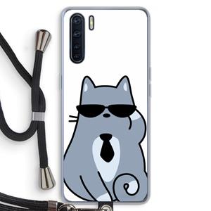 CaseCompany Cool cat: Oppo A91 Transparant Hoesje met koord