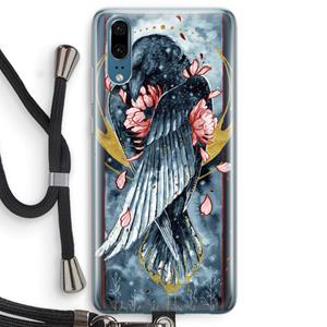 CaseCompany Golden Raven: Huawei P20 Transparant Hoesje met koord