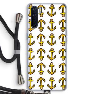 CaseCompany Musketon Anchor: Oppo A91 Transparant Hoesje met koord