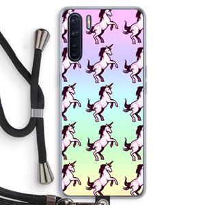 CaseCompany Musketon Unicorn: Oppo A91 Transparant Hoesje met koord