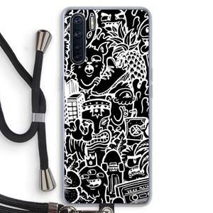 CaseCompany Vexx Black Mixtape: Oppo A91 Transparant Hoesje met koord