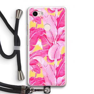 CaseCompany Pink Banana: Pixel 3 Transparant Hoesje met koord
