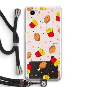 CaseCompany Chicken 'n Fries: Pixel 3 Transparant Hoesje met koord