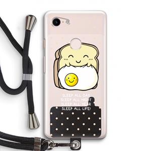 CaseCompany Sleep All Day: Pixel 3 Transparant Hoesje met koord