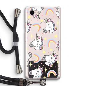 CaseCompany Rainbow Unicorn: Pixel 3 Transparant Hoesje met koord