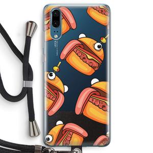 CaseCompany Hamburger: Huawei P20 Transparant Hoesje met koord