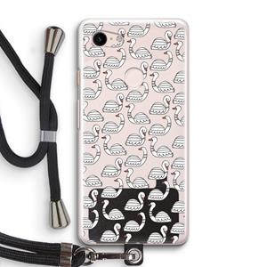 CaseCompany Zwanen: Pixel 3 Transparant Hoesje met koord