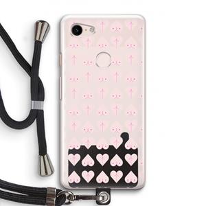 CaseCompany Ass 'n Titties: Pixel 3 Transparant Hoesje met koord