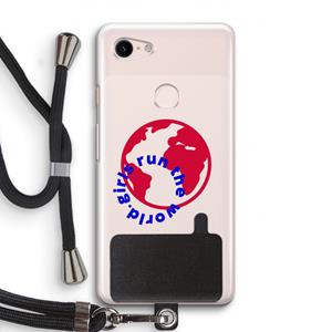 CaseCompany Run The World: Pixel 3 Transparant Hoesje met koord