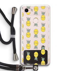 CaseCompany Ananas: Pixel 3 Transparant Hoesje met koord
